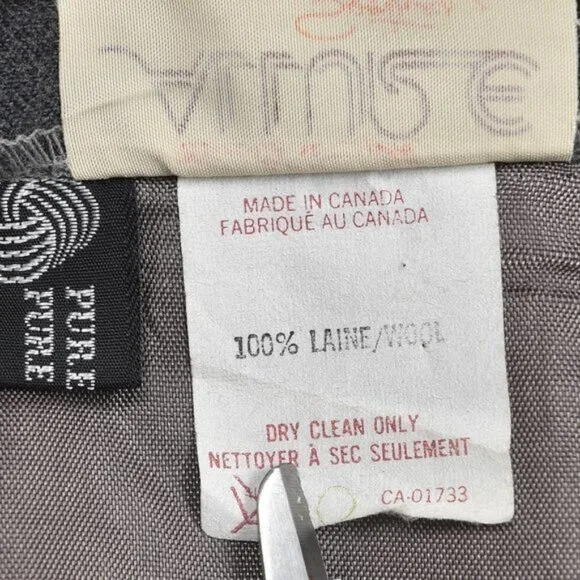 Vintage Allure Wool Grey  Midi Skirt Pencil Front Slit Size Medium - Picture 7 of 10